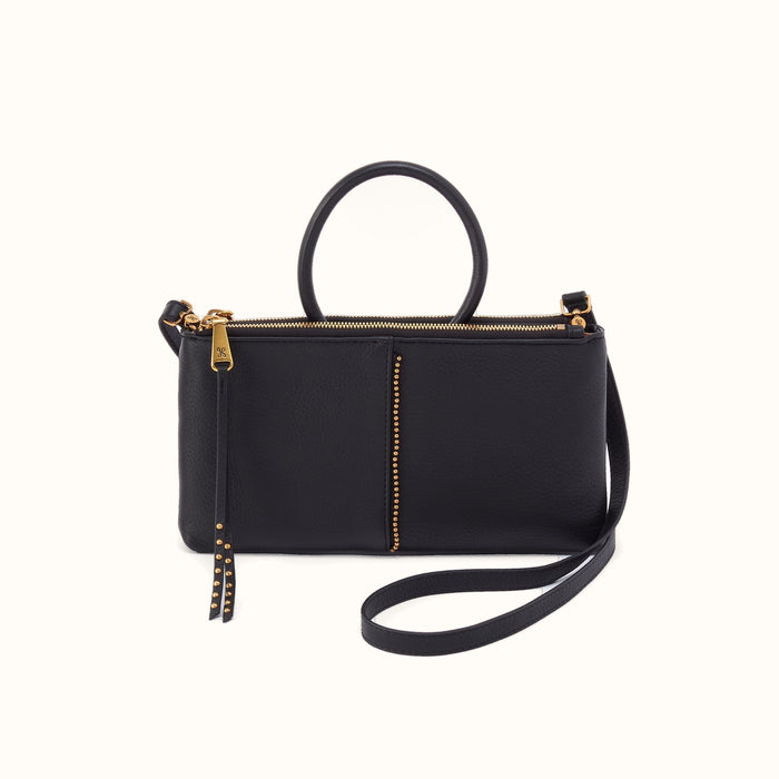 Sable Crossbody in Pebbled Leather - Black- FOL