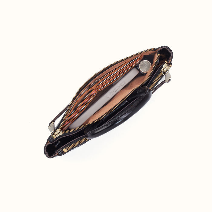 Sable Crossbody In Polished Leather - Black