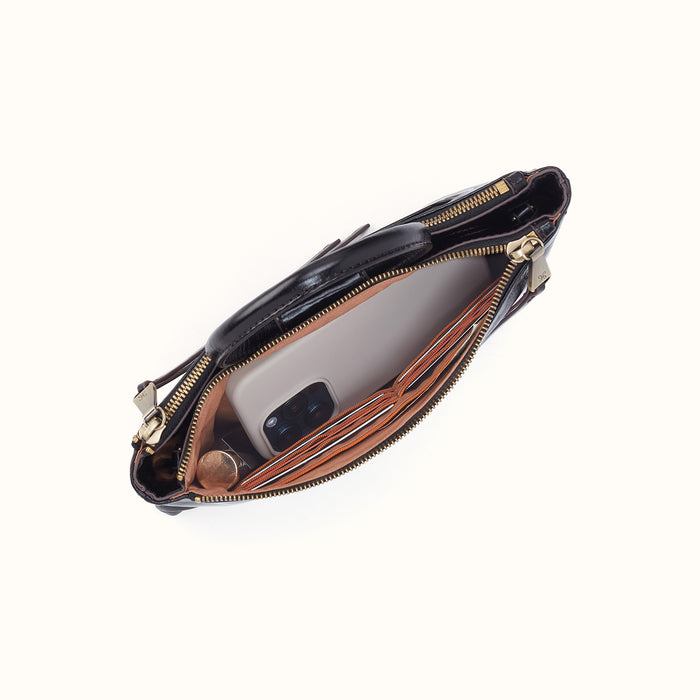 Sable Crossbody In Polished Leather - Black