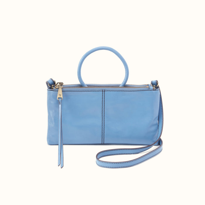 Sable Crossbody In Polished Leather - Faded Denim- FOL