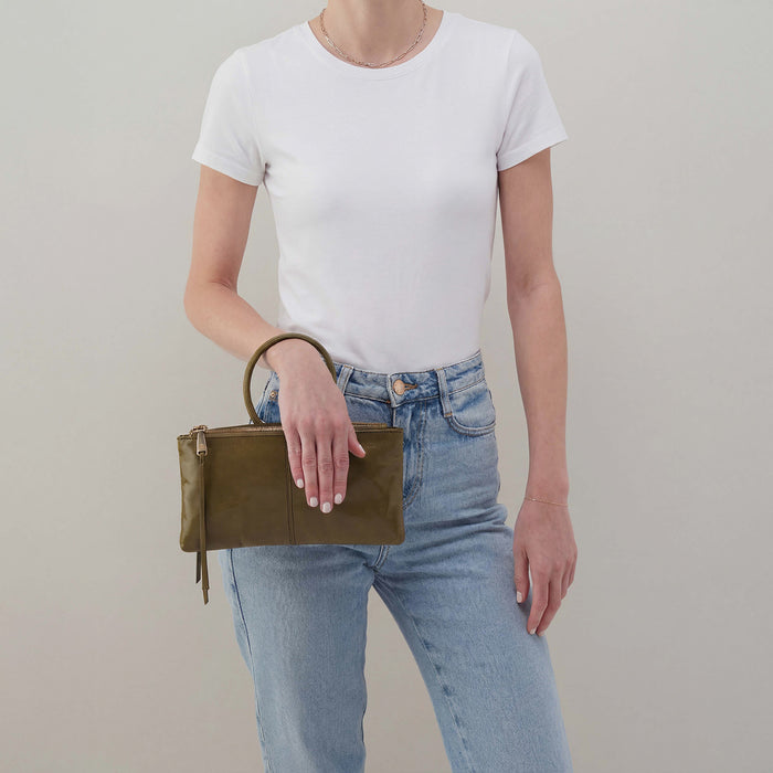 Sable Crossbody In Polished Leather - Olive Veil