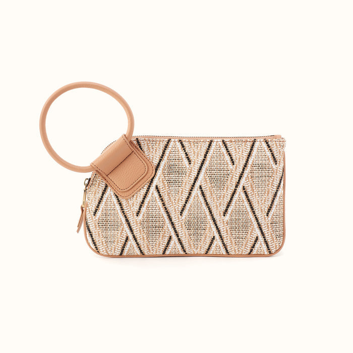 Sable Wristlet In Multi Weave With Leather Trim - Cream Raffia- FOL