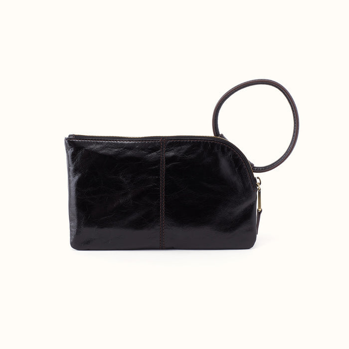 Sable Wristlet In Polished Leather - Black