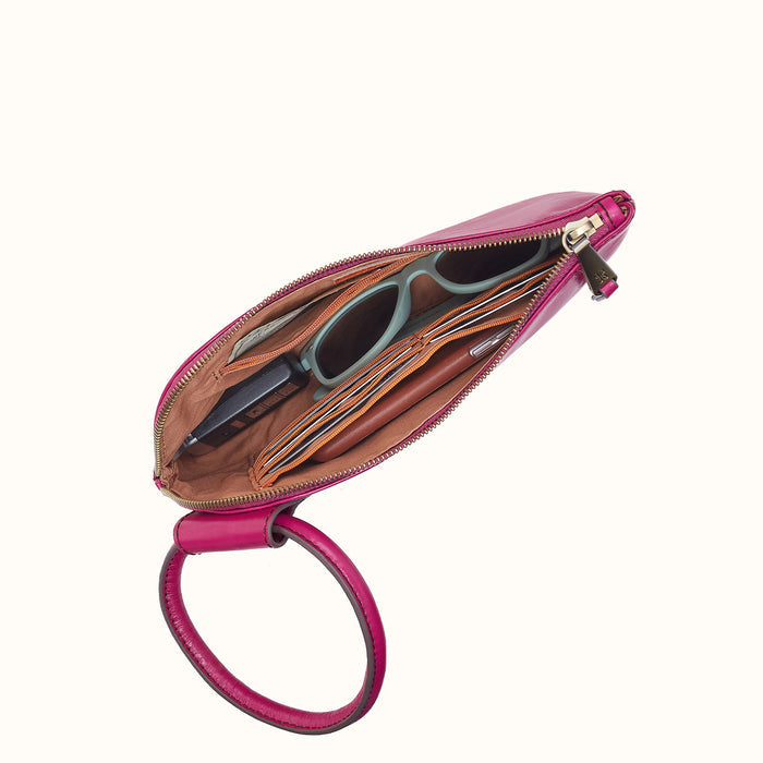 Sable Wristlet in Polished Leather - Cactus Flower