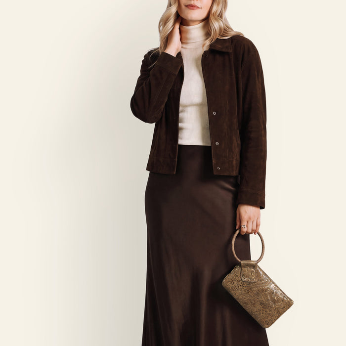 Sable Wristlet In Printed Leather - Mink Folklore