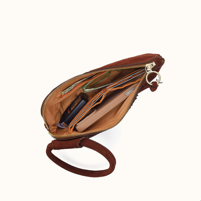 Sable Wristlet In Suede Leather - Chocolate