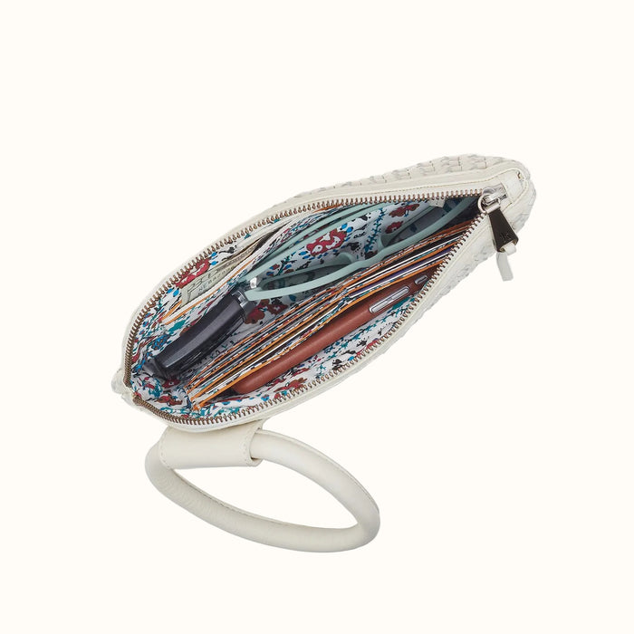 Sable Wristlet in Woven Leather - Whitecap
