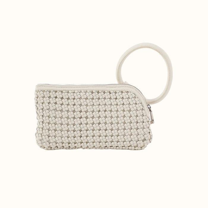 Sable Wristlet in Woven Leather - Whitecap
