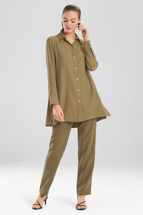 Sanded Twill Long Sleeve Tunic
