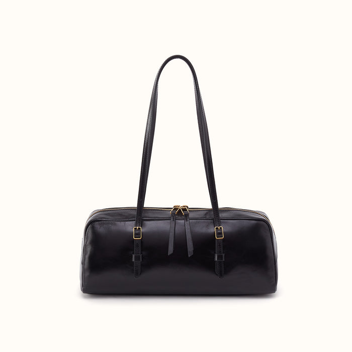 Scottie Satchel In Polished Leather - Black