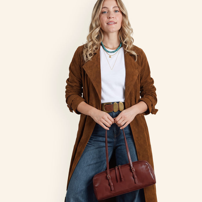 Scottie Satchel In Polished Leather - Harvest Root