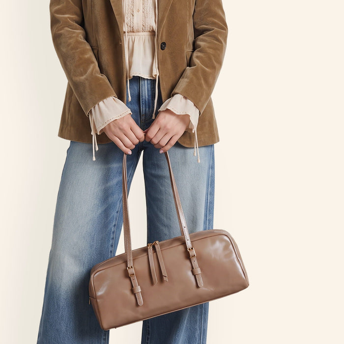 Scottie Satchel In Polished Leather - Woodsmoke