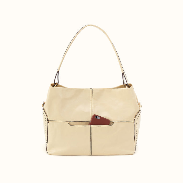 Seneca Shoulder Bag in Polished Leather - Butter Yellow