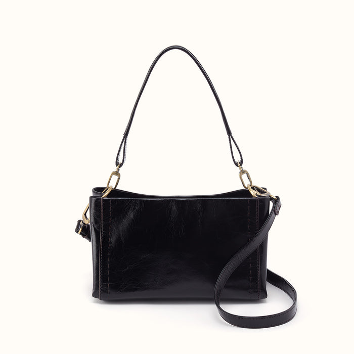 Seneca Shoulder Crossbody In Polished Leather - Black