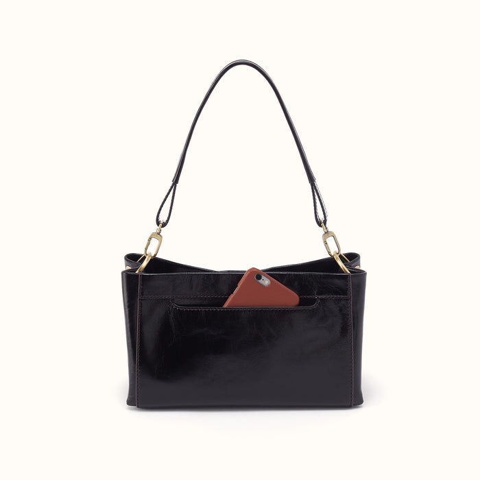 Seneca Shoulder Crossbody In Polished Leather - Black