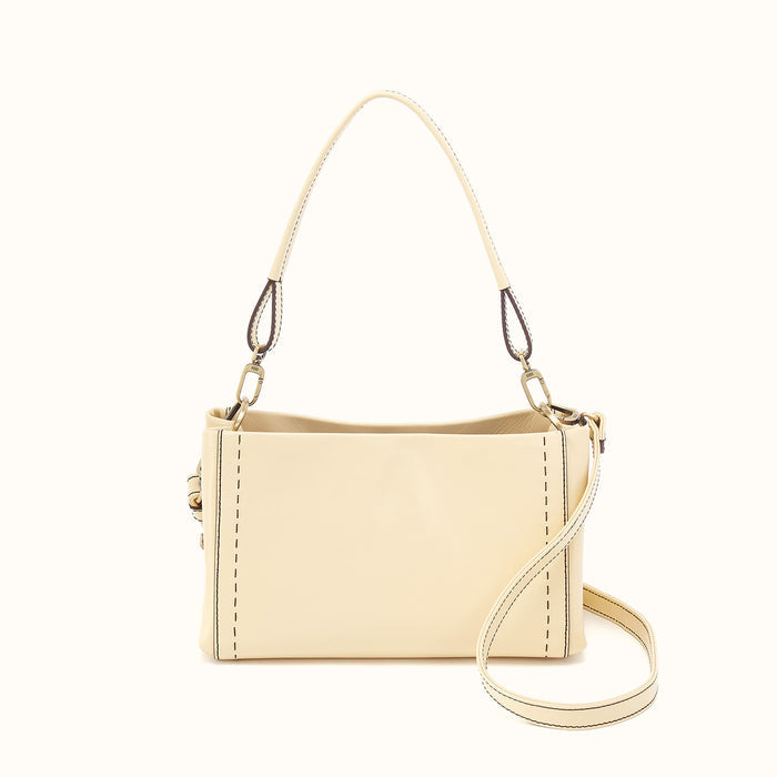 Seneca Shoulder Crossbody in Polished Leather - Butter Yellow- FOL