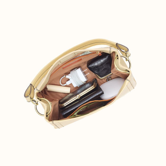 Seneca Shoulder Crossbody in Polished Leather - Butter Yellow
