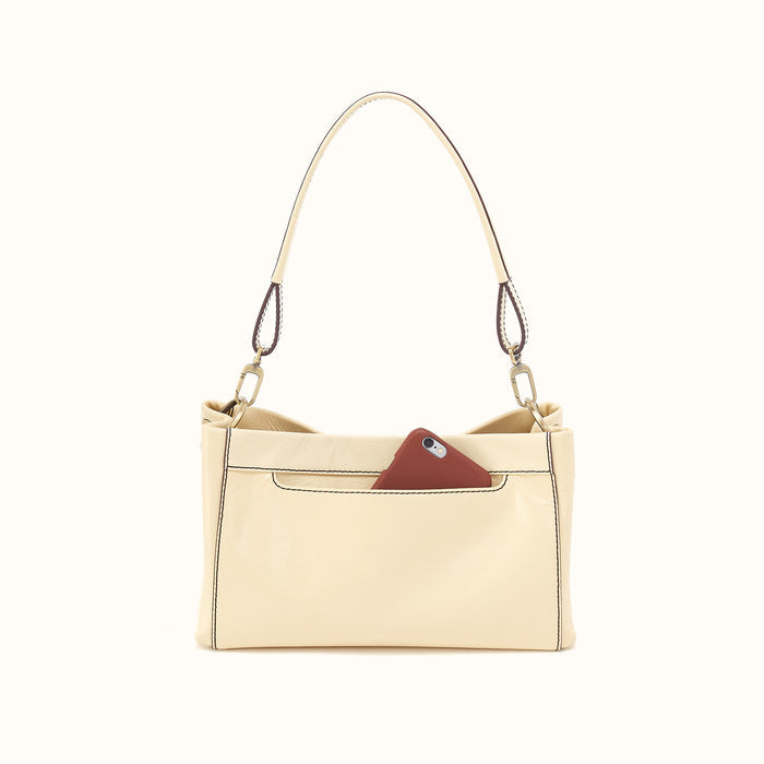 Seneca Shoulder Crossbody in Polished Leather - Butter Yellow