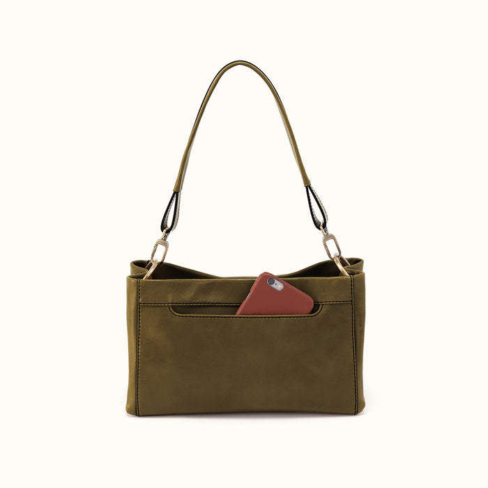 Seneca Shoulder Crossbody In Polished Leather - Olive Veil