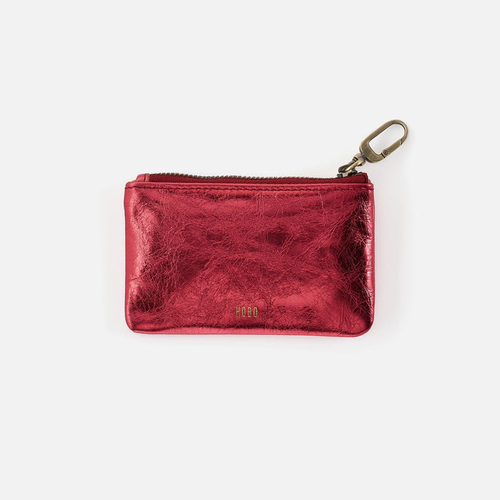 Sentiment Pouch In Metallic Leather - Strawberry Fields