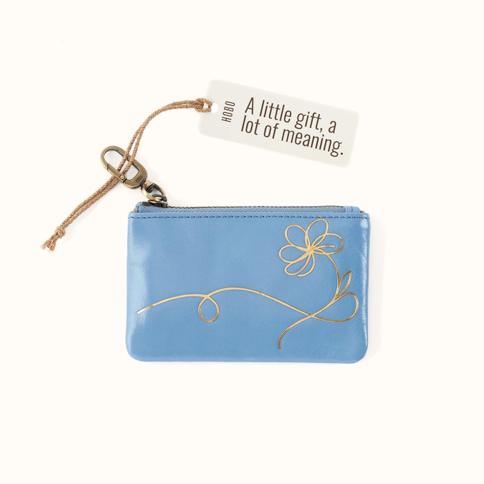 Sentiment Pouch In Polished Leather - Faded Denim- FOL