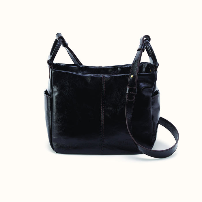 Sheila Crossbody in Polished Leather - Black- FOL