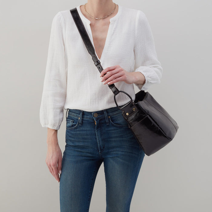 Sheila Crossbody in Polished Leather - Black