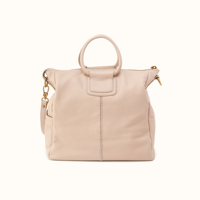 Sheila Large Satchel With Charm In Pebbled Leather - Stonewash