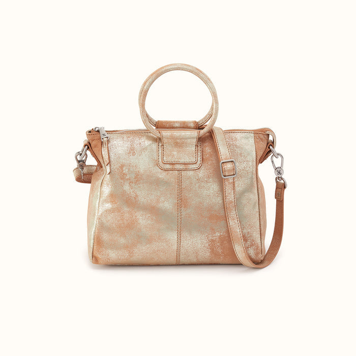 Sheila Medium Satchel In Metallic Leather - Saddle Stardust- FOL