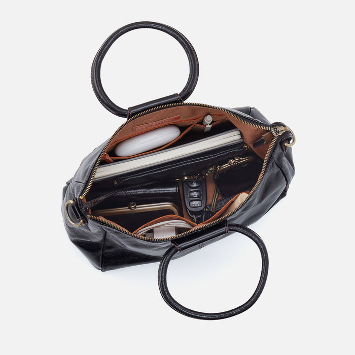 Sheila Medium Satchel In Metallic Leather - Saddle Stardust