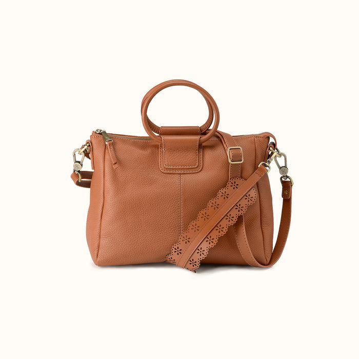 Sheila Medium Satchel In Pebbled Leather - Warm Honey- FOL