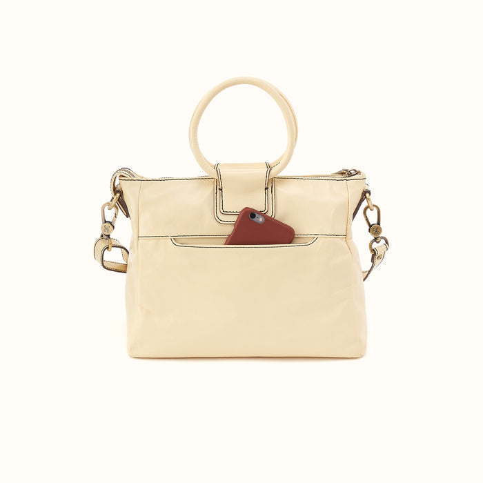 Sheila Medium Satchel in Polished Leather - Butter Yellow