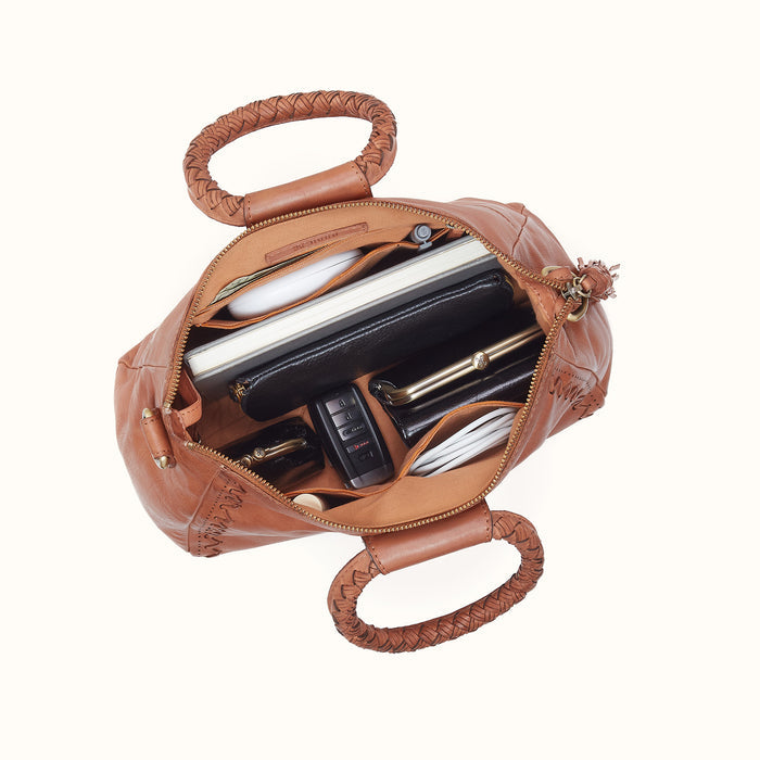 Sheila Medium Satchel in Washed Leather - Harvest Wheat