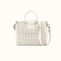 Sheila Medium Satchel in Woven Leather - Whitecap- FOL