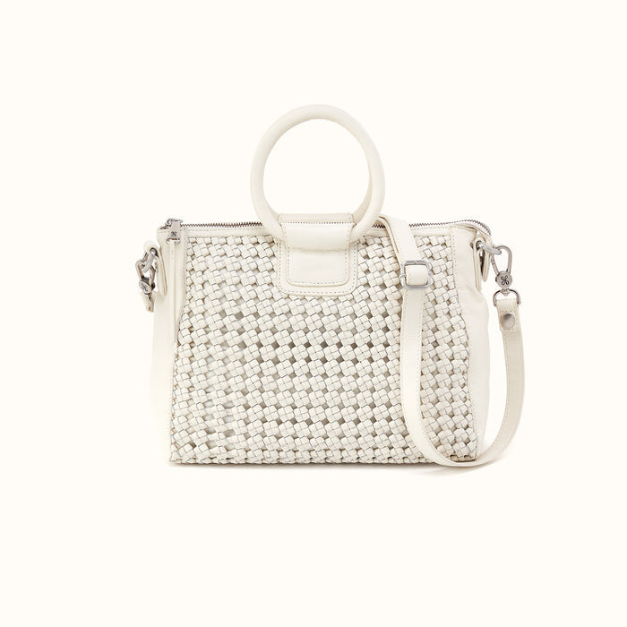 Sheila Medium Satchel in Woven Leather - Whitecap- FOL