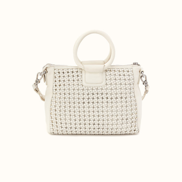 Sheila Medium Satchel in Woven Leather - Whitecap