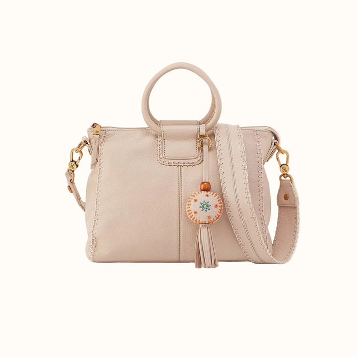 Sheila Medium Satchel With Charm In Pebbled Leather - Stonewash