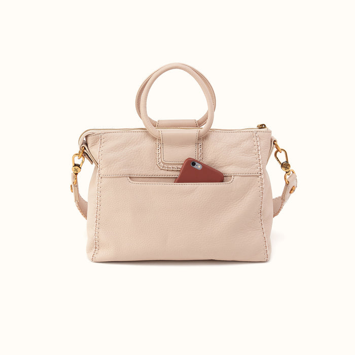 Sheila Medium Satchel With Charm In Pebbled Leather - Stonewash