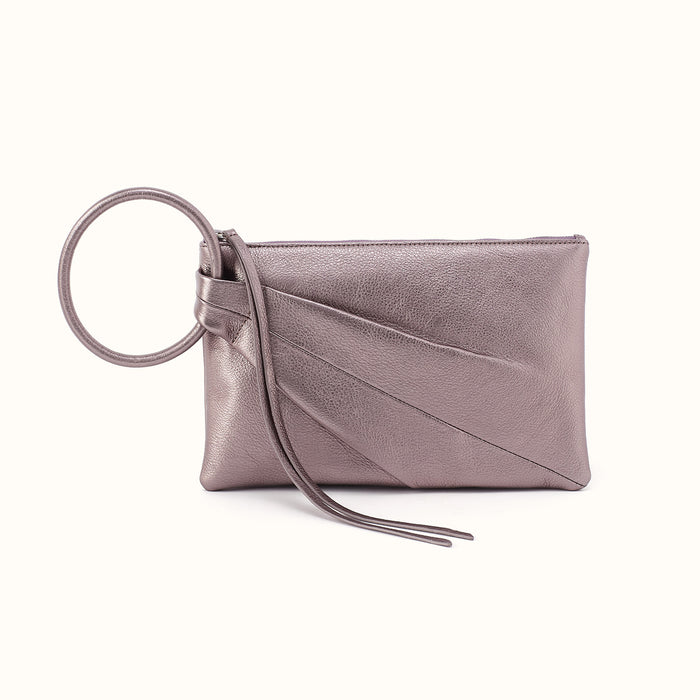 Sheila Soft Ring Clutch in Metallic Leather - Pewter Spur- FOL