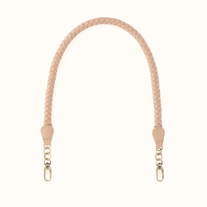 Skinny Braid Strap In Pebbled Leather - Stonewash- FOL