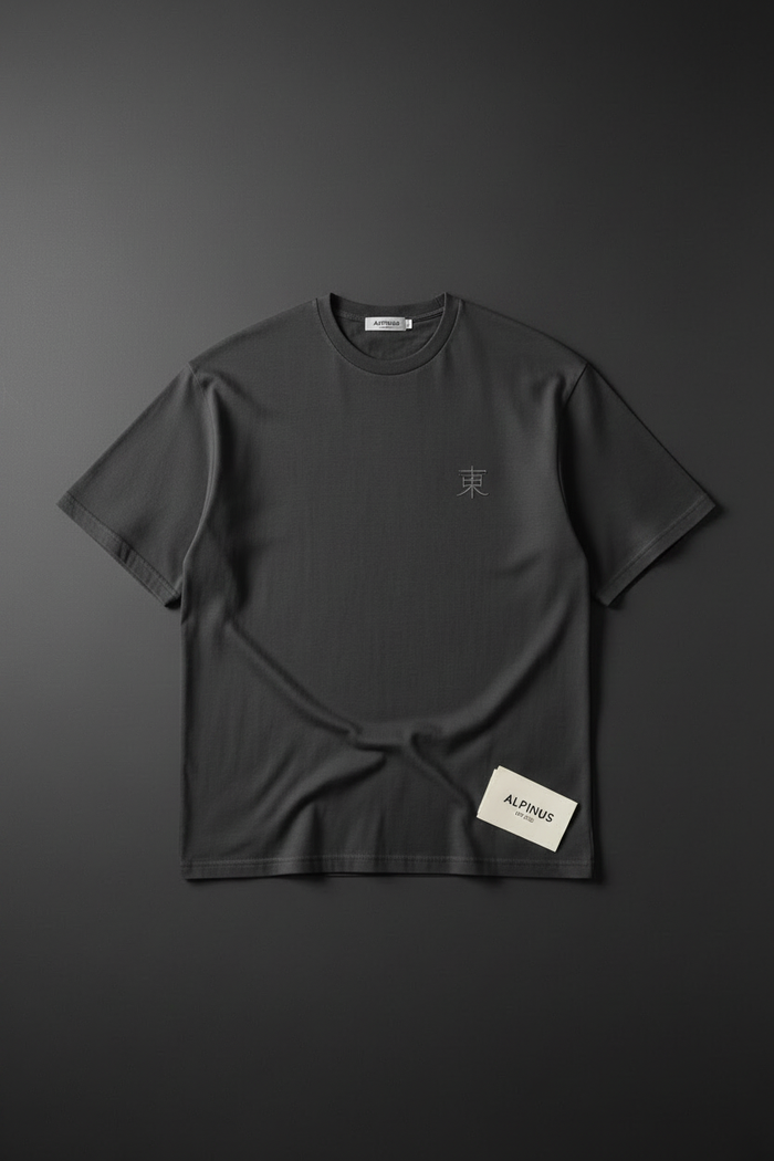 Snake Tee Front — Dark grey oversized tee by Varidon