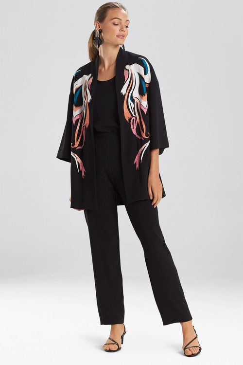 Solid Crepe Embroidered Kimono