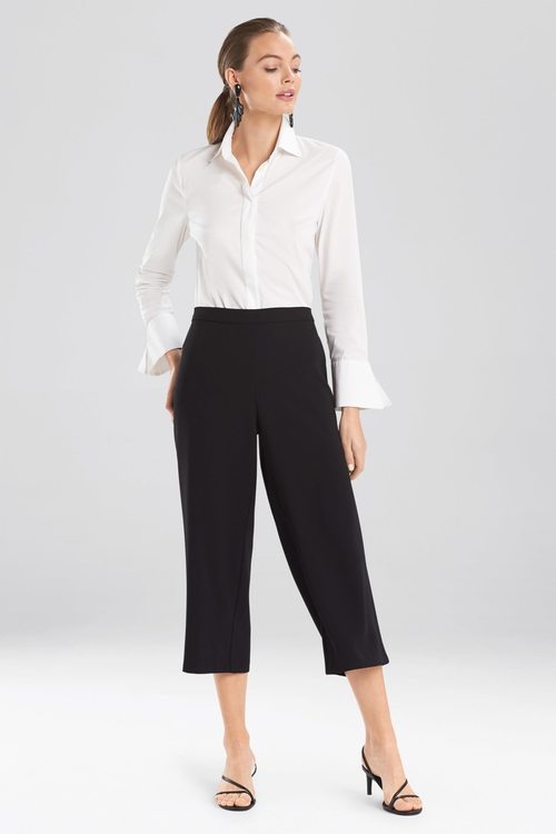 Solid Crepe Wide Leg Crop Pants