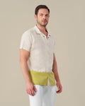 Off-White Solid Gradient Linen Blend Short Sleeve Shirt