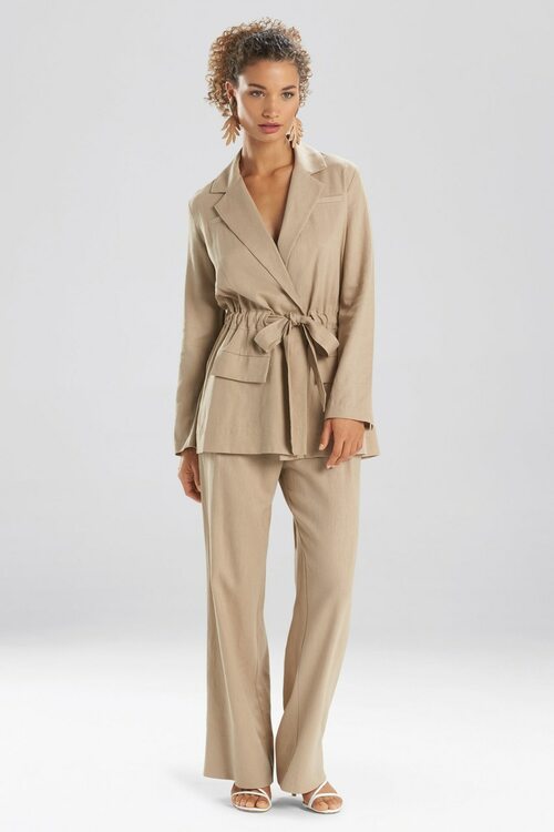 Solid Linen Belted Jacket