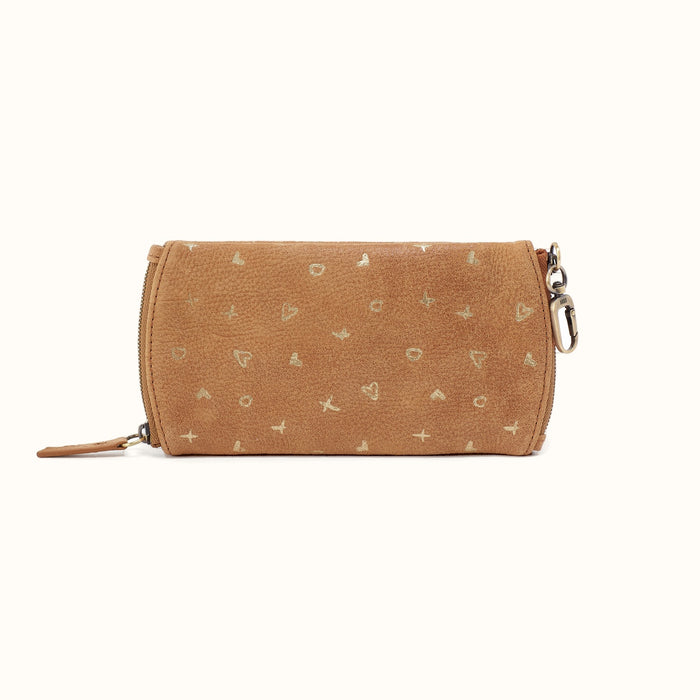 Spark Double Eyeglass Case In Buffed Leather - Whiskey- FOL