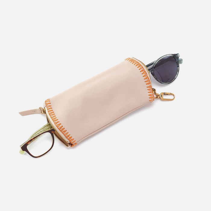 Spark Double Eyeglass Case In Pebbled Leather - Stonewash