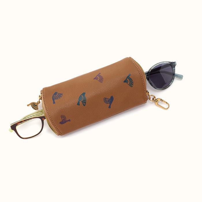 Spark Double Eyeglass Case In Pebbled Leather