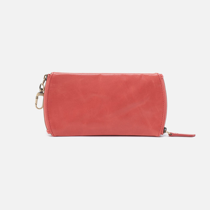 Spark Double Eyeglass Case In Polished Leather - Pink Mirage