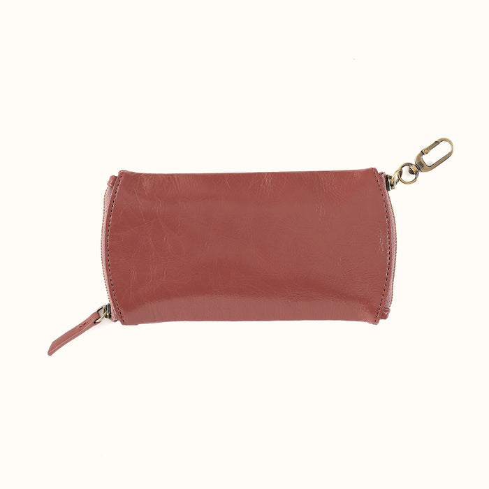 Spark Double Eyeglass Case In Polished Leather